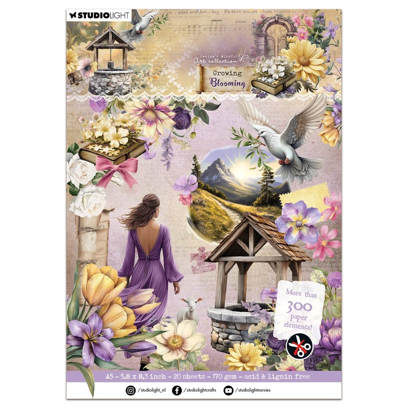 Studio Light Jenine’s Mindful Art – Growing & Blooming – Die-cut Paper Pad – Paper Elements