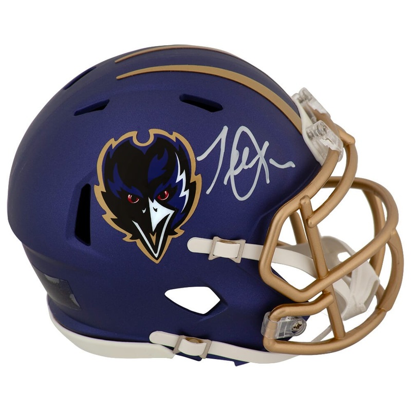 Terrell Suggs Signed Ravens 2024 Alt Purple Riddell Speed Mini Helmet – (SS COA)