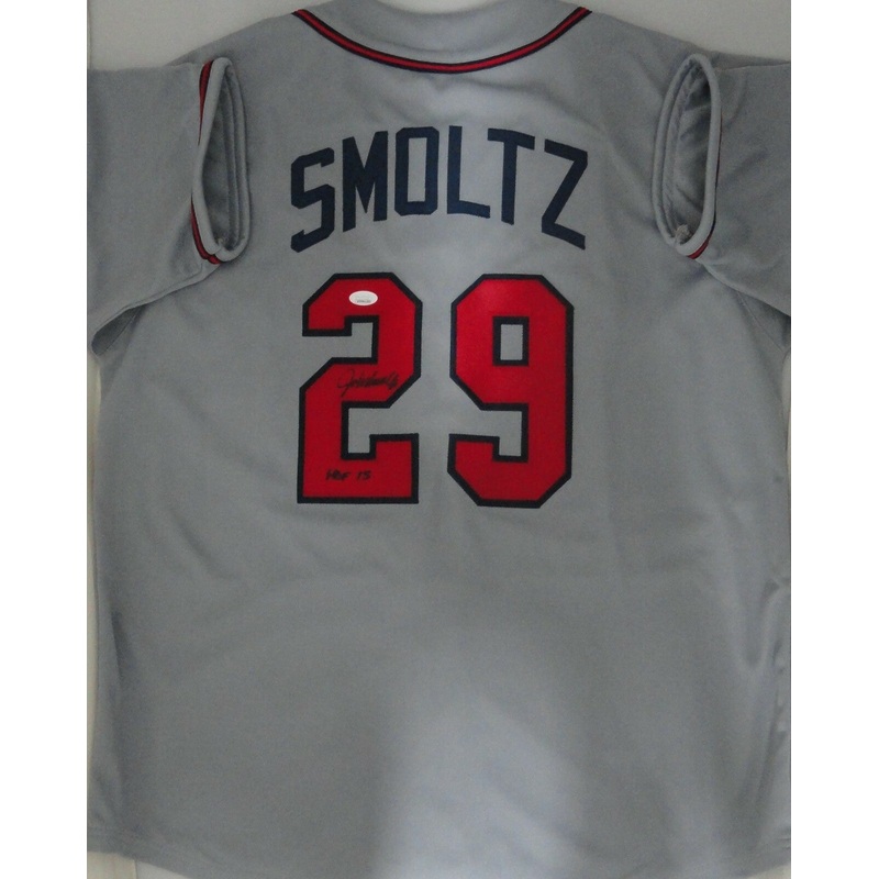 Braves JOHN SMOLTZ Signed Custom Replica Atlanta Grey Jersey AUTO w/ HOF – JSA