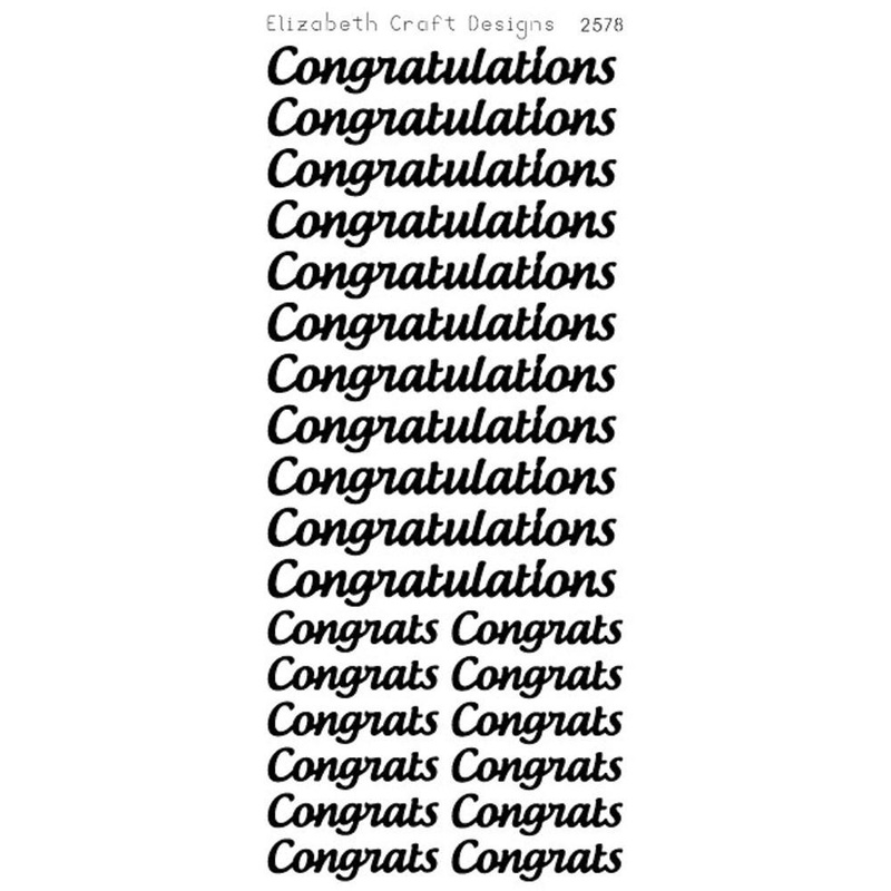 Elizabeth Craft Congratulations Large Peel off stickers black