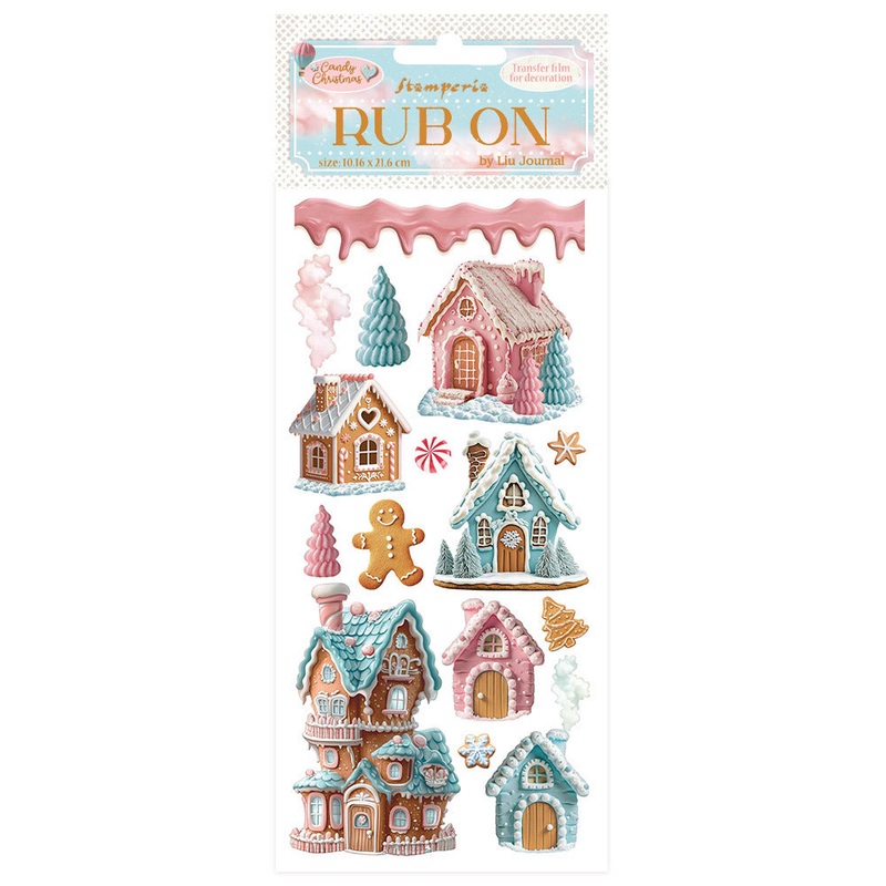 Stamperia Rub-on, Candy Christmas – Marzipan Houses
