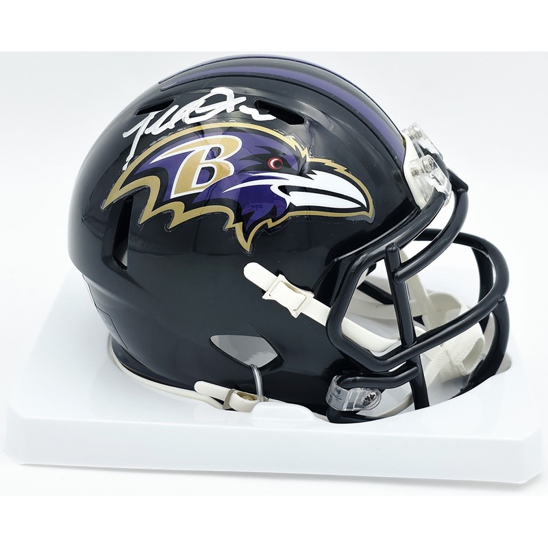 Terrell Suggs Autographed Falcons Black Mini Helmet Beckett Witness 2W637289