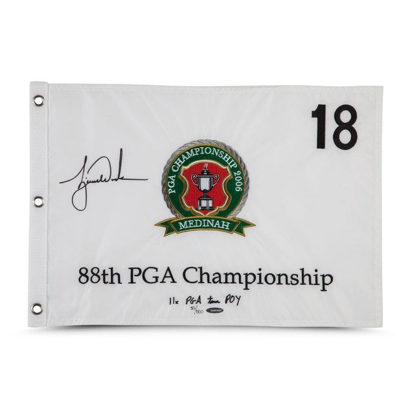 TIGER WOODS Autographed Inscribed 11x PGA tour POY and Embroidered 2006 PGA Cham
