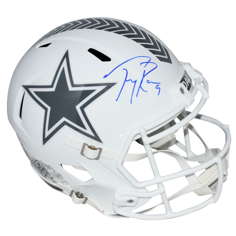 TONY ROMO SIGNED DALLAS COWBOYS SALUTE TO SERVICE FULL SIZE SPEED HELMET BECKETT