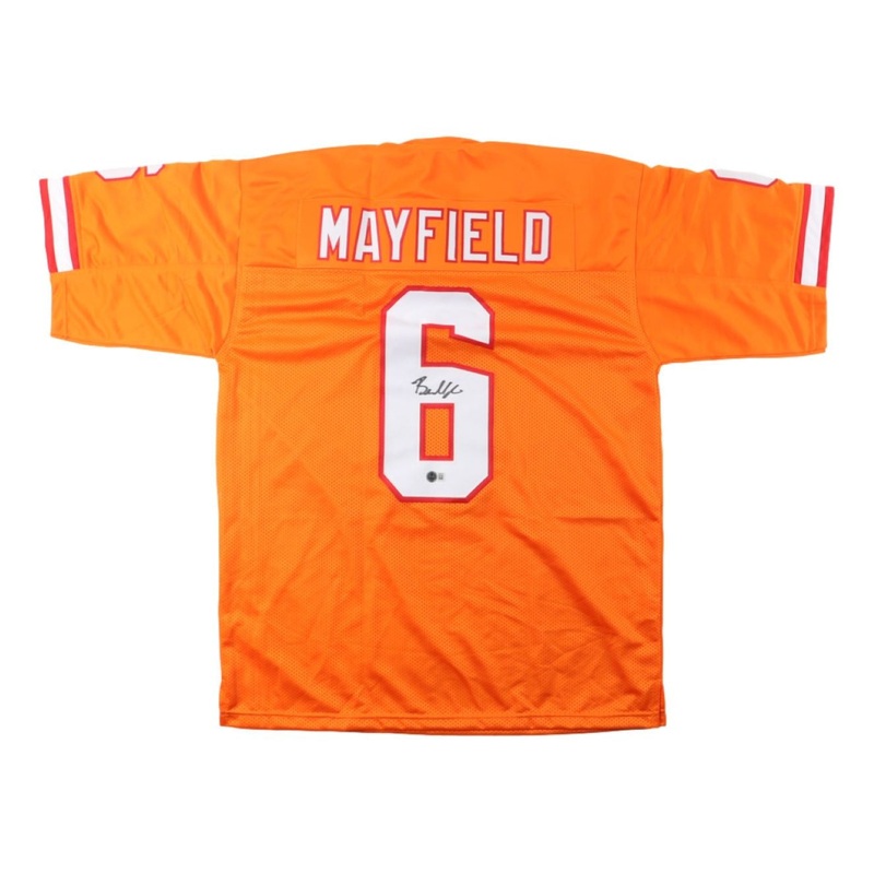 Baker Mayfield Tampa Bay Signed Orange Football Jersey BAS