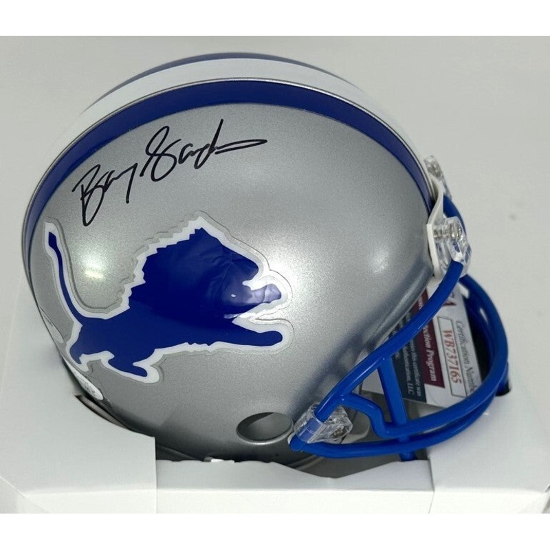Lions BARRY SANDERS Signed Riddell VSR4 1983-95 Throwback Mini Helmet AUTO – JSA