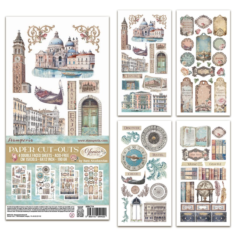 Stamperia Venice City of Art 6×12 Inch Paper Cut-outs (4pcs)