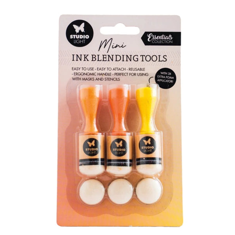 Studio Light 3 Ink Blending Tools + 3 Replacement Foam Pads 20mm Essential Tools 125x205x32mm 6 PC nr.03