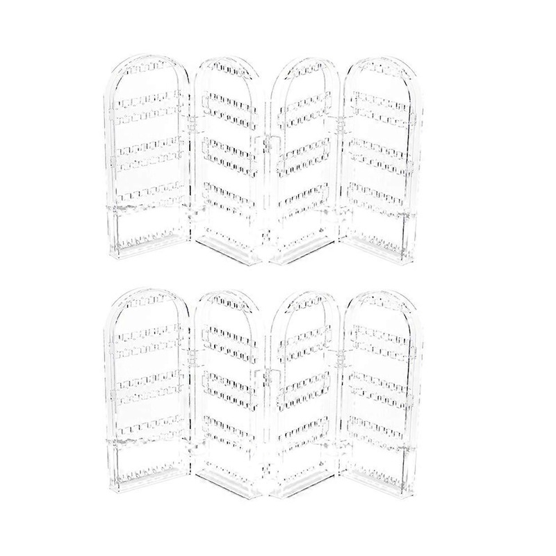 2pcs Jewelry Earring Holder Ear Rings Display Stand Foldable Ear Stud Display Rack Four Parts