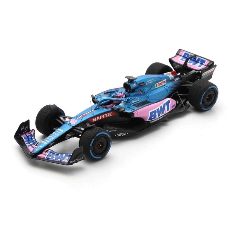 Alpine A522 No.14 BWT Alpine F1 Team – 7th Monaco GP 2022 – Fernando Alonso.  With Acrylic Cover – 1:18 Scale Resin Model Car