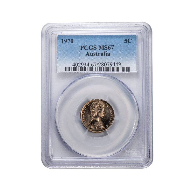 Australia 1970 5c Cupro-Nickel Coin PCGS MS67 (Gem Uncirculated)
