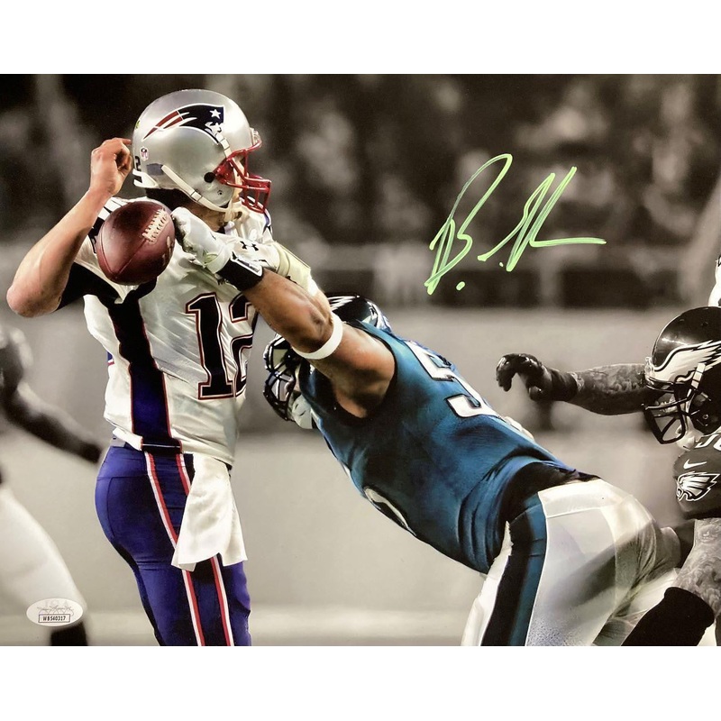Brandon Graham Signed 11×14 Eagles Tom Brady Strip Sack Photo JSA
