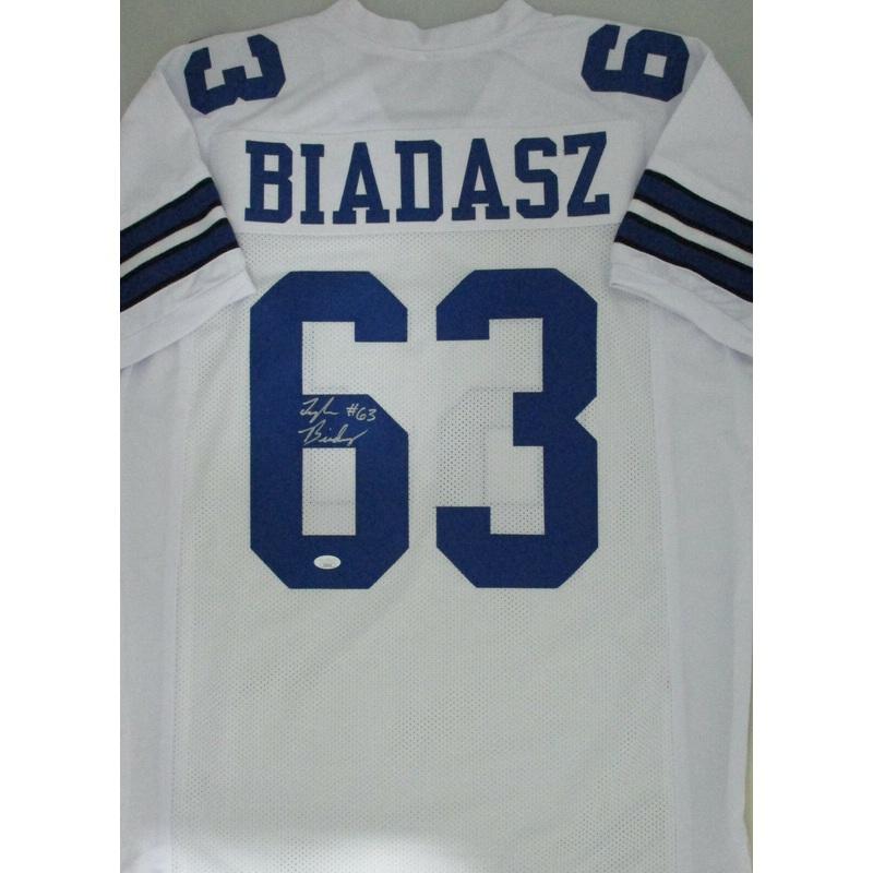 Cowboys Center TYLER BIADASZ Signed Custom Replica White Jersey AUTO – JSA