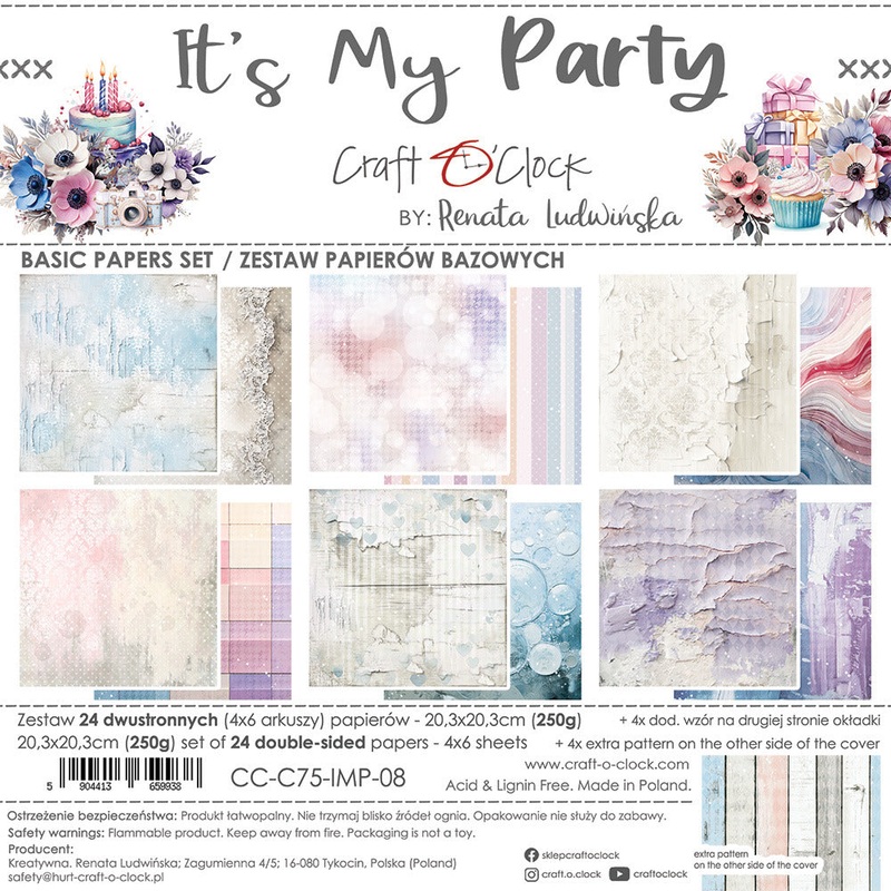 Craft O’Clock – 8X8 Basics Paper Pad, It’s My Party