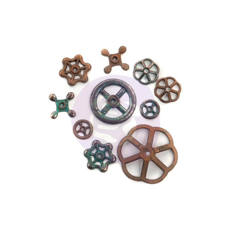 Finnabair Mechanicals Metal Embellishments – Rusty Knobs 10/Pkg