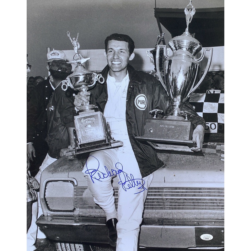 Richard Petty Signed 16×20 Nascar Double Trophy Photo JSA Hologram 37049