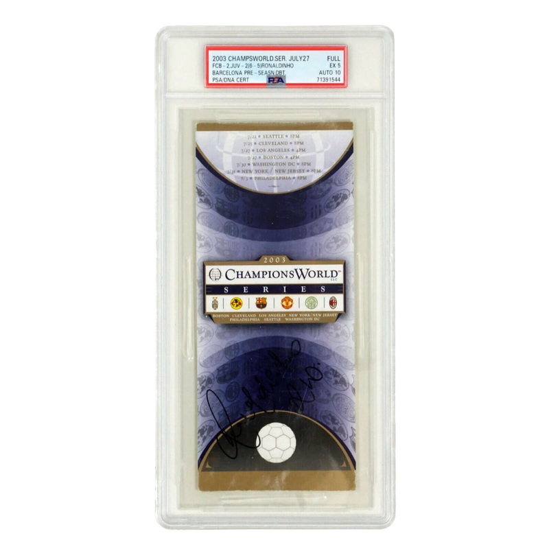 Ronaldinho Signed 2003 Barcelona Debut Match Ticket – PSA 5 Autograph 10