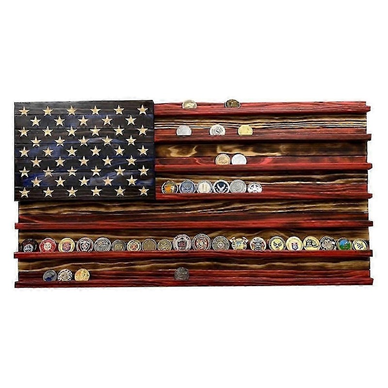 Wooden Wall Mount Display Holder with Vintage American Flag Design