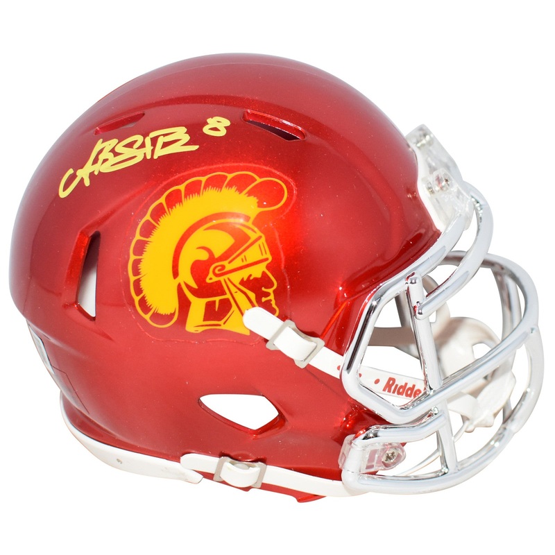 AMON-RA ST BROWN SIGNED USC TROJANS CHROME SPEED MINI HELMET BECKETT