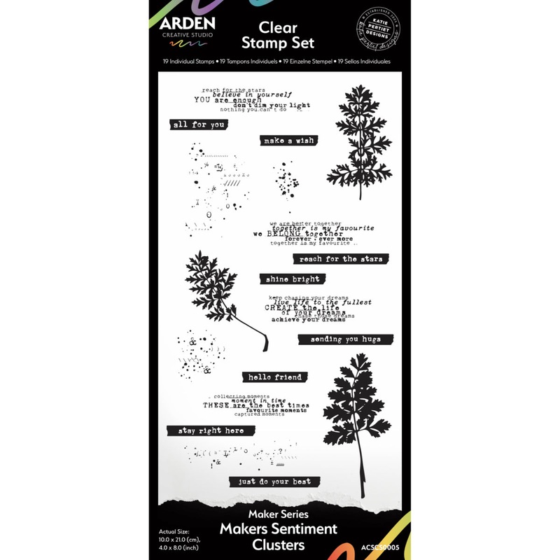 Arden Creative Studio Maker Series Maker’s Sentiment Clusters 4 in x 8 in Clear Stamp Set