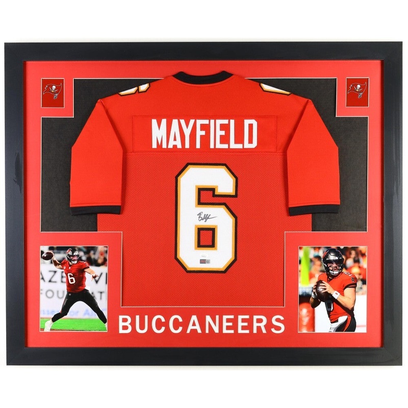 Baker Mayfield Signed Tampa Bay Buccaneers 35×43 Framed Jersey /JSA Bucs QB