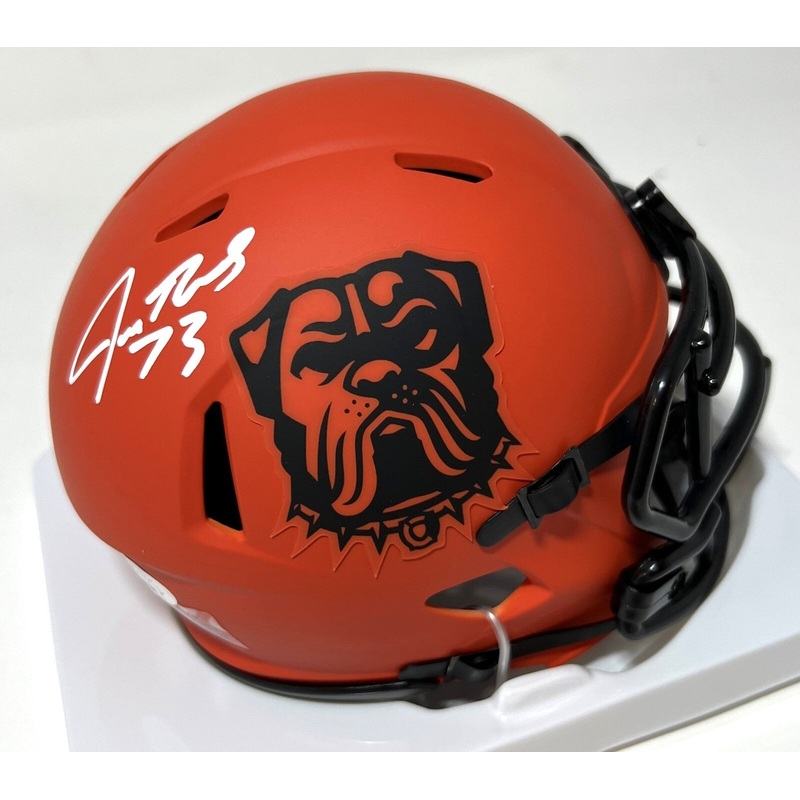 Cle Browns JOE THOMAS Signed Riddell RAVE Speed Mini Helmet AUTO – JSA