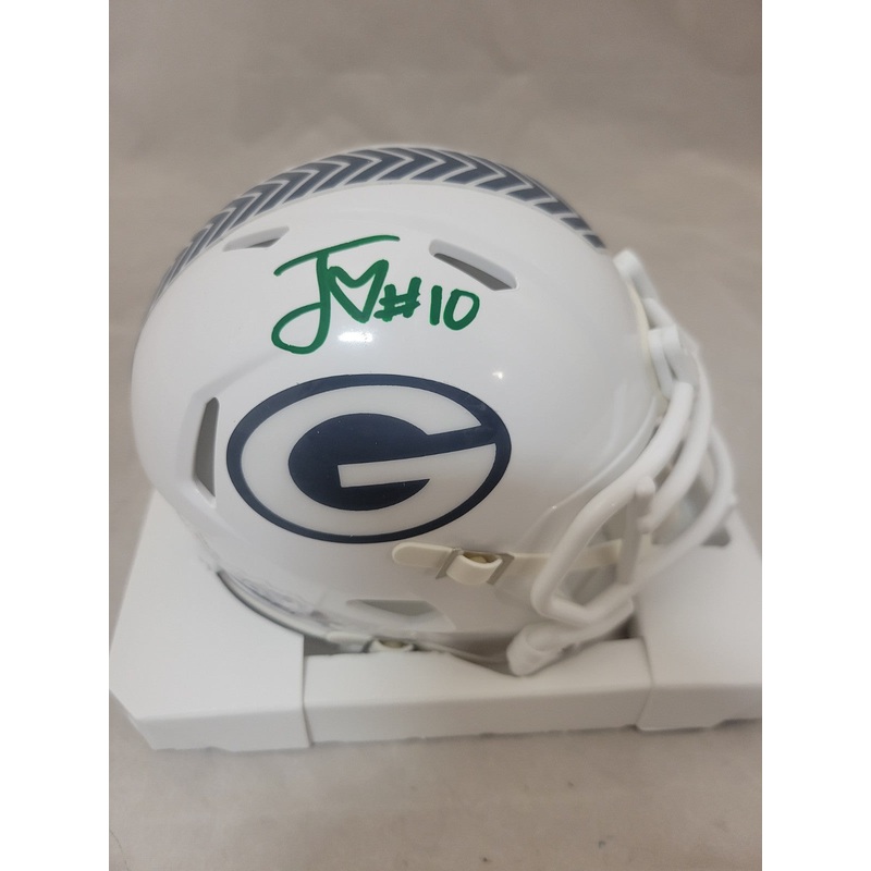 JORDAN LOVE SIGNED GREEN BAY PACKERS STS3 SPEED MINI HELMET BECKETT QR