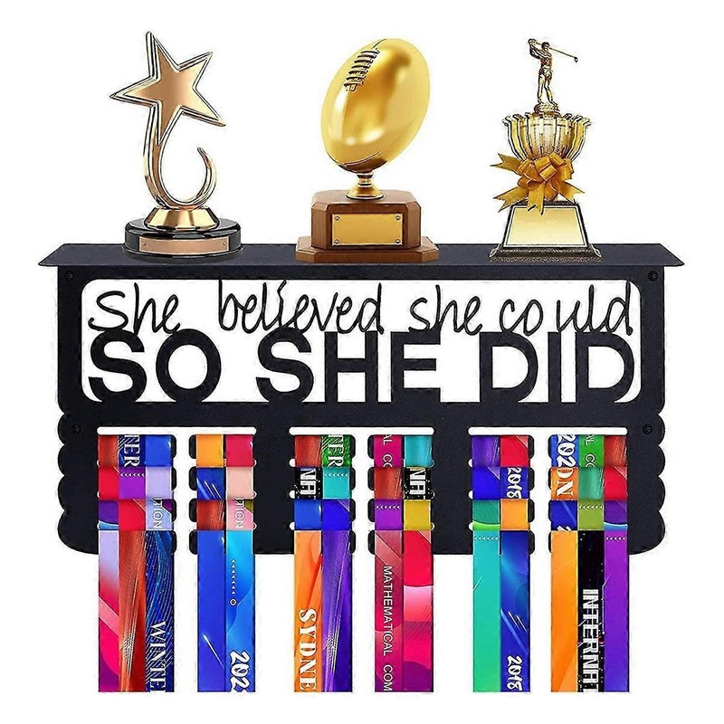 Never Give Up Medal Hanger Display with Shelf – Easy Install,A
