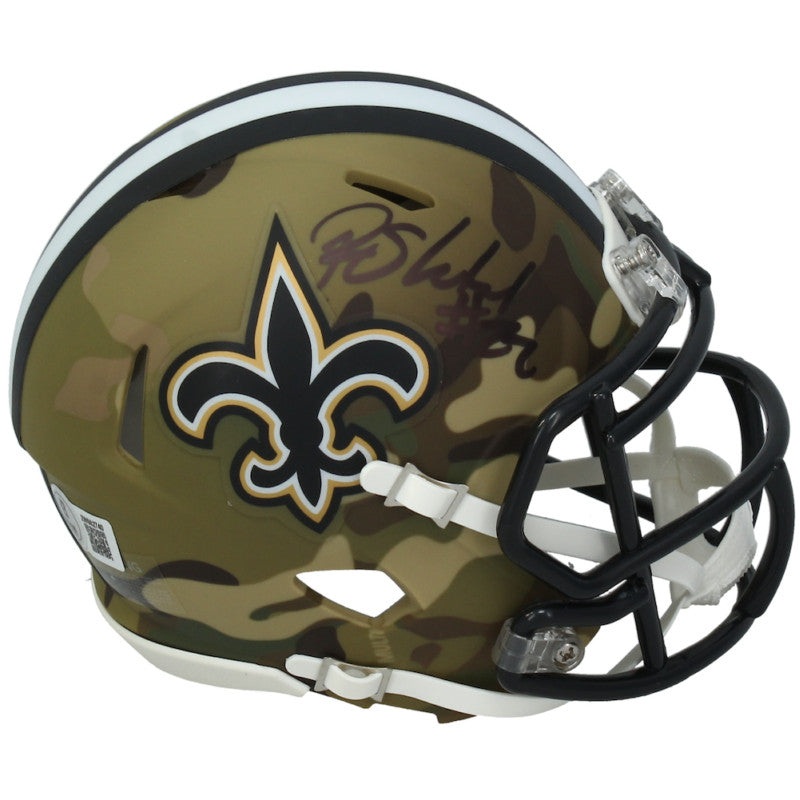 Rashid Shaheed Autographed New Orleans Saints ‘Camo’ Mini Speed Helmet Beckett