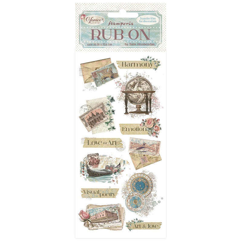 Stamperia Venice City of Art Rub-On 4×8,5 Inch Letters