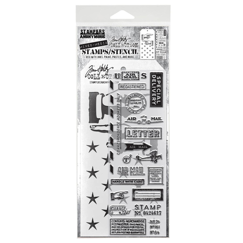 Stampers Anonymous Media #41 Tim Holtz Clear Stamp and Stencil