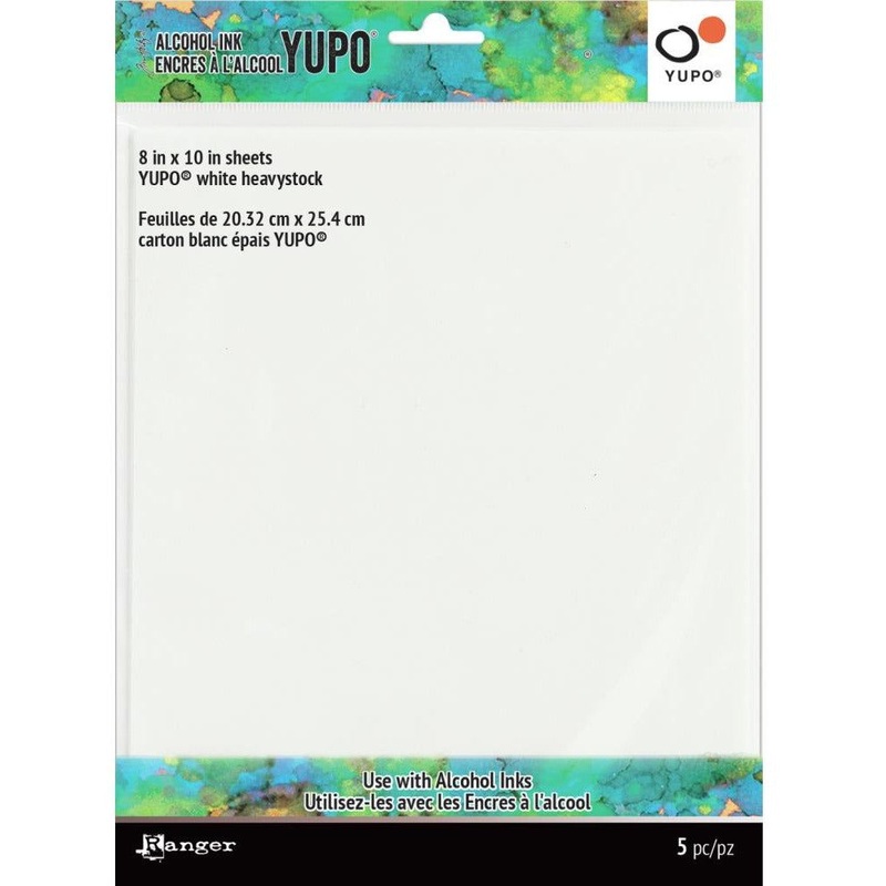 Tim Holtz Alcohol Ink White Yupo Heavystock Paper – 144lb 5/pkg 8×10