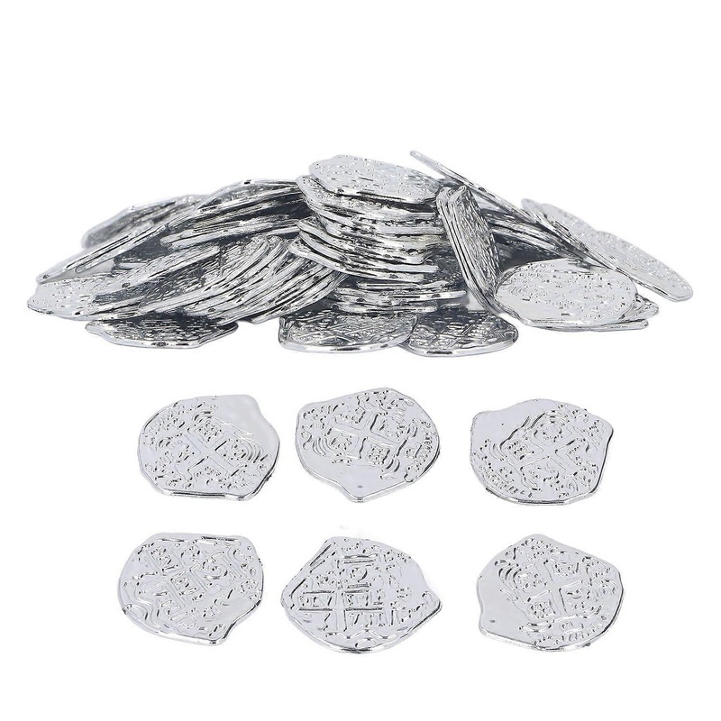 100pcs Pirate Coins Decor High Simulation Special Patterns Festival Decorative Coins for Halloween P