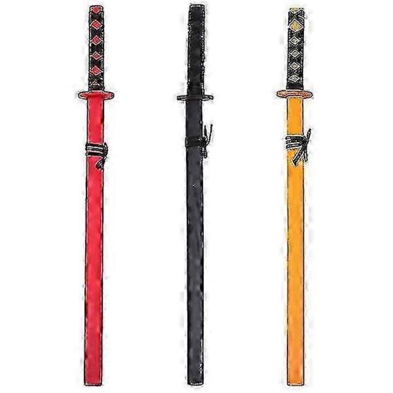 2025 3pcs Wooden Katana Wood Samurai Sword Cosplay Prop Japanese Sword Kids Toy