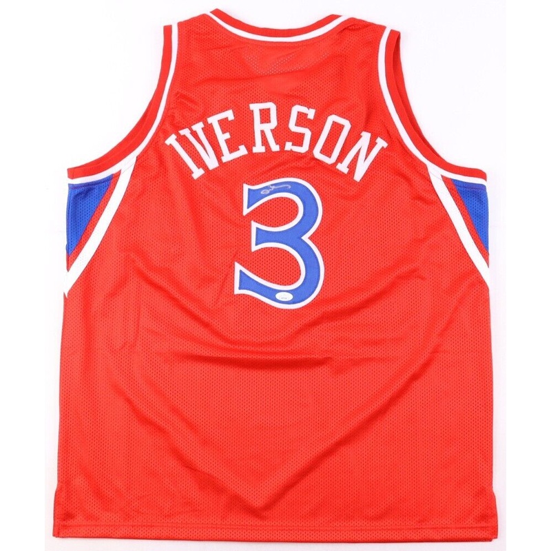 Allen Iverson Signed Philadelphia 76ers Red Jersey (JSA COA) #1 Pick 1996 Draft