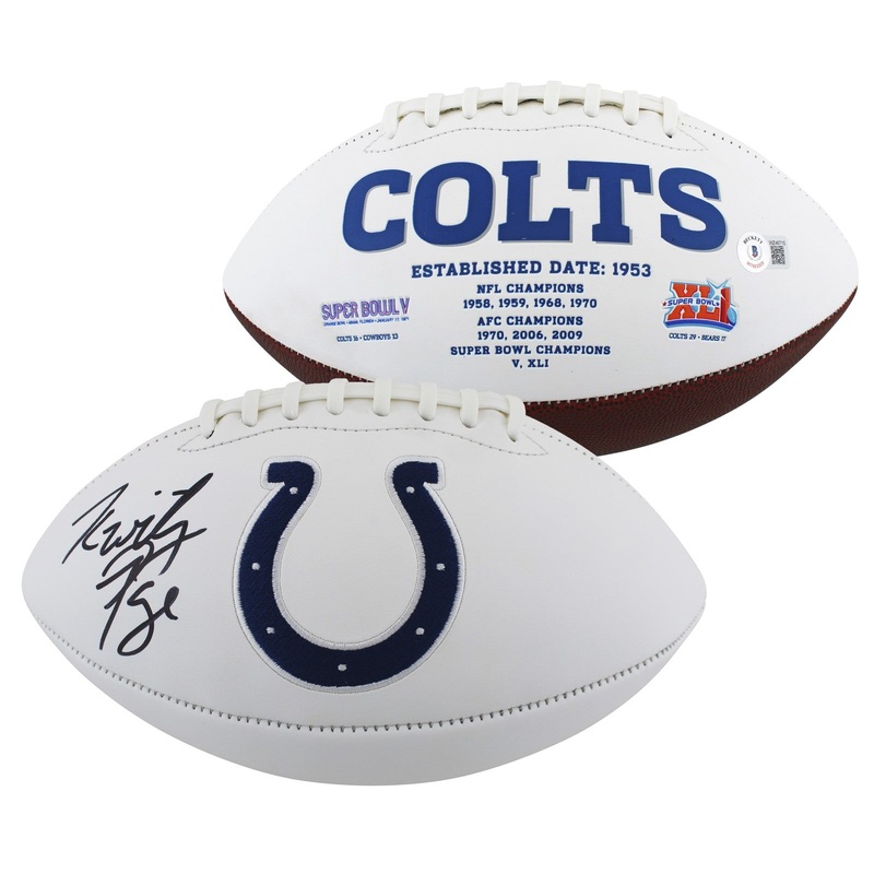 Colts Kwity Paye Authentic Signed White Panel Logo Football BAS Witnessed