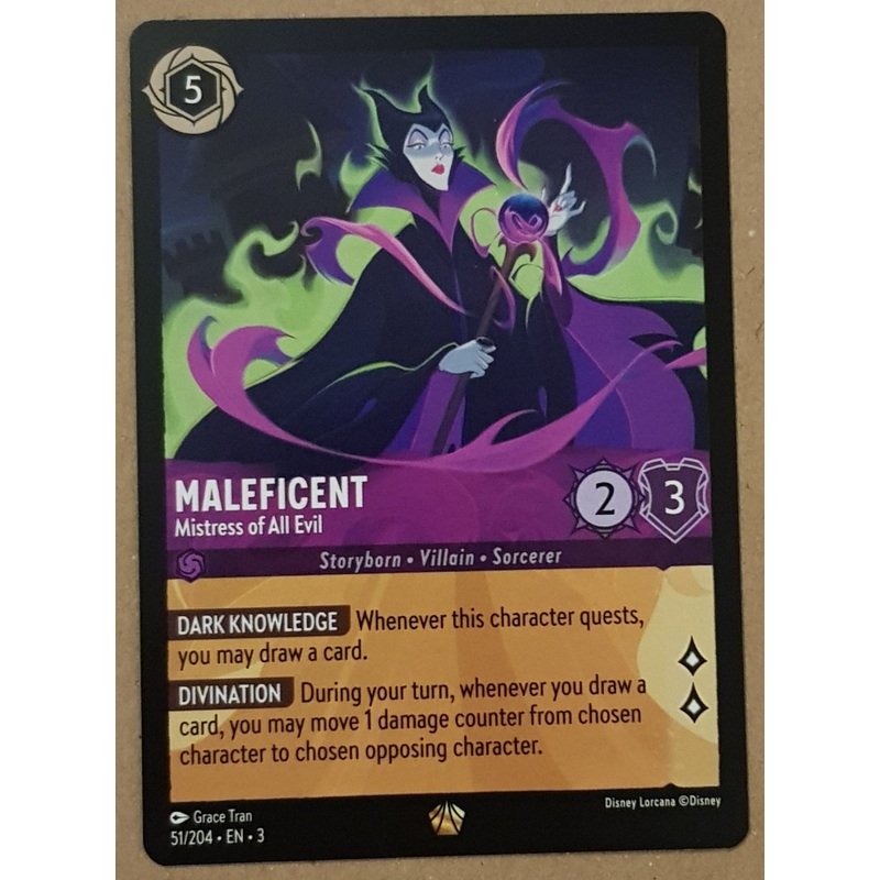 Disney Lorcana Into the Inklands Maleficent Mistress of all Evil #51/204 Legendary Rare Trading Card