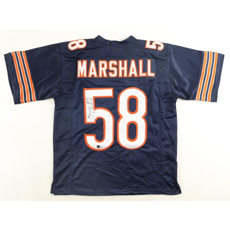 Wilber Marshall Signed Chicago Bears Jersey (Beckett) 3xPro Bowl Linebacker