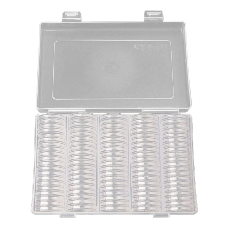 100pcs/set 27mm Collectible Coin Boxes Protective Acrylic Dust-proof Storage Capsules Round Protective Organizers For Award Ceremony
