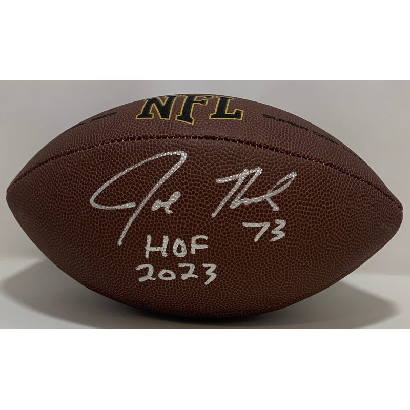 Browns JOE THOMAS Signed Wilson Replica Brown Football AUTO w/ HOF 2023 – JSA
