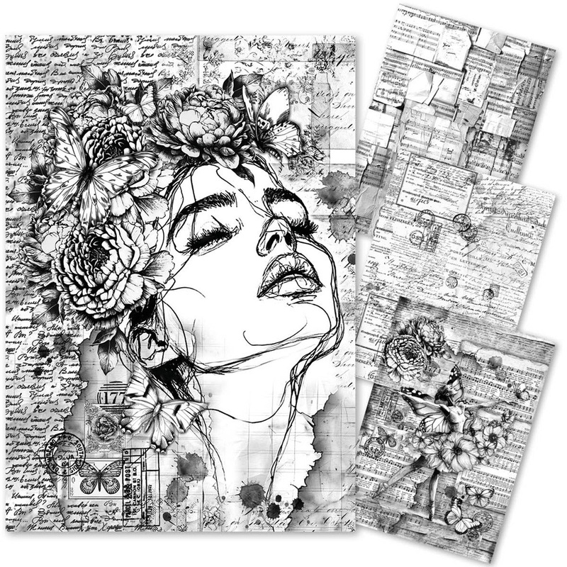Ciao Bella Mixed Media Rice Paper A4 Meaningful Memories (4pcs)