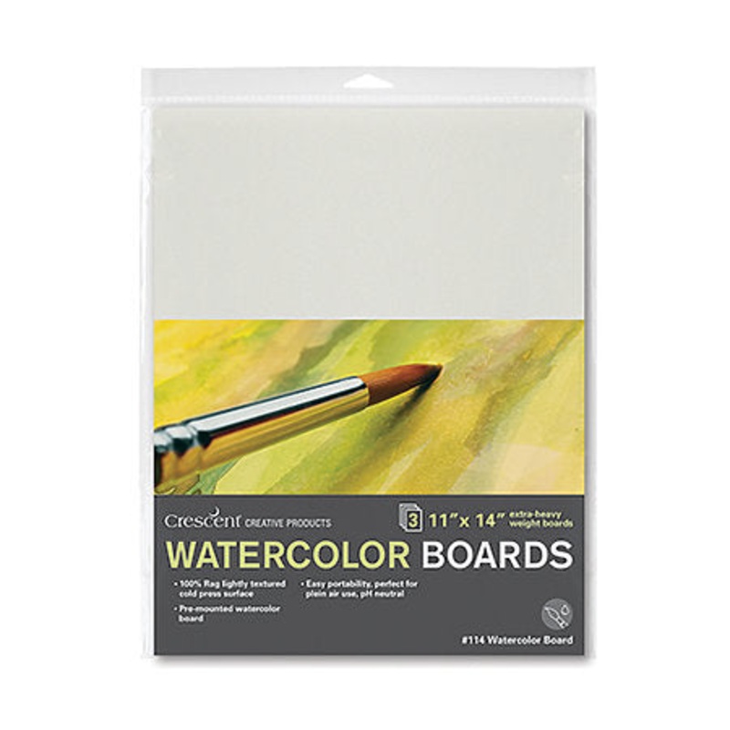 Cresent Cold-Press Watercolor Board 3-Packs, 114 Series – 11 14, 3/Pkg.
