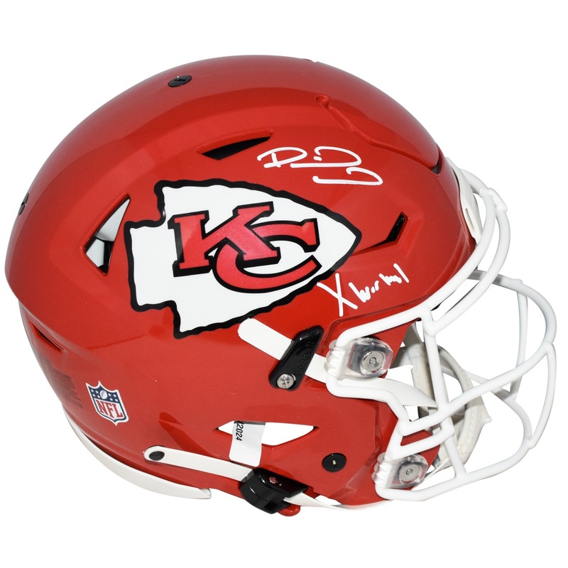 PATRICK MAHOMES & XAVIER WORTHY SIGNED KANSAS CITY CHIEFS AUTH SPEEDFLEX HELMET