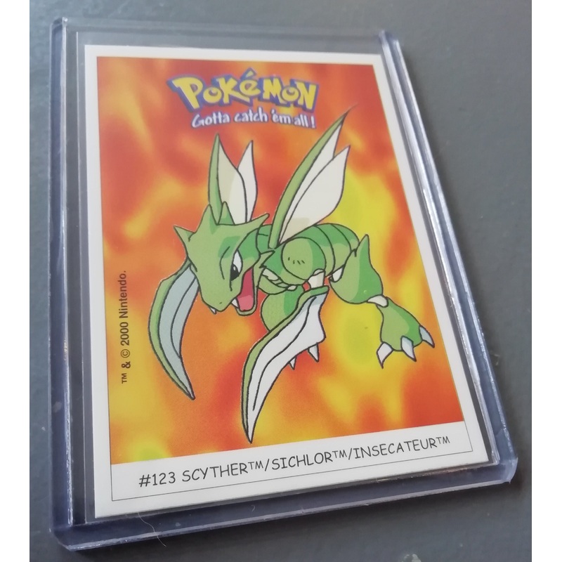Pokemon #123 – Scyther Dunkin Trading Card Sticker