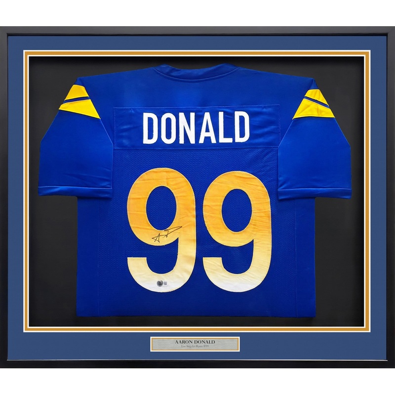 RAMS AARON DONALD AUTOGRAPHED SIGNED FRAMED BLUE JERSEY BECKETT WITNESS 239063