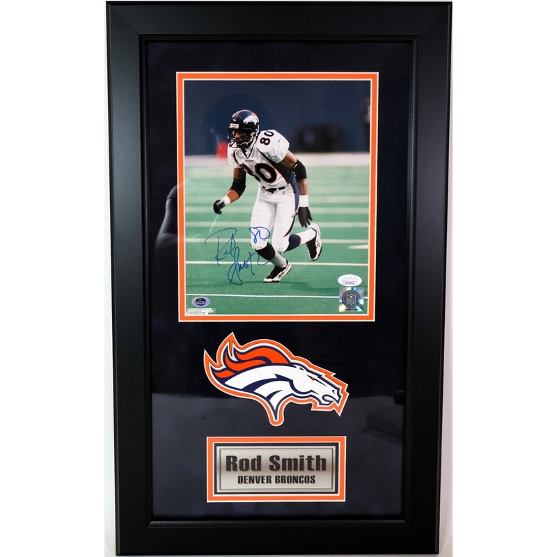 Rod Smith Autographed Denver Broncos Framed 8×10 Photo JSA COA