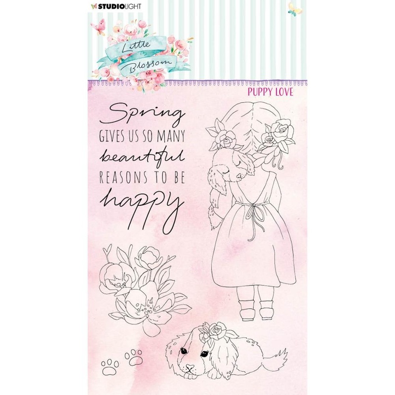 Studio Light Little Blossom Stamp Nr. 195, Puppy Love