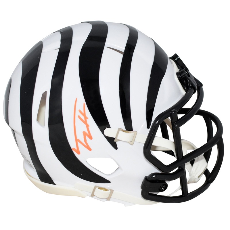 TREY HENDRICKSON SIGNED CINCINNATI BENGALS WHITE SPEED MINI HELMET BECKETT