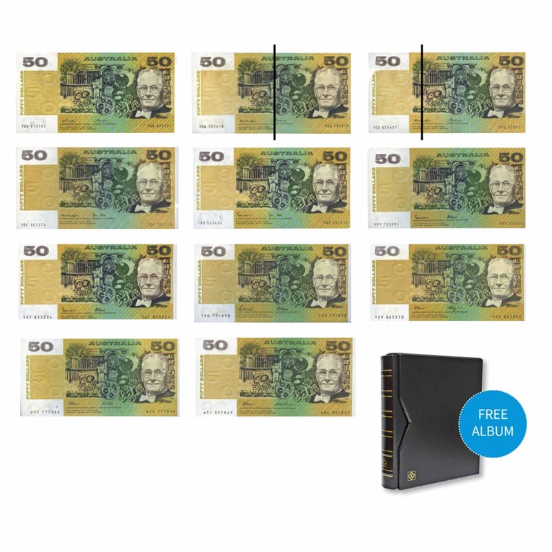 Australia $50 Banknote 1973-93 Paper Uncirculated 11-Note Collection