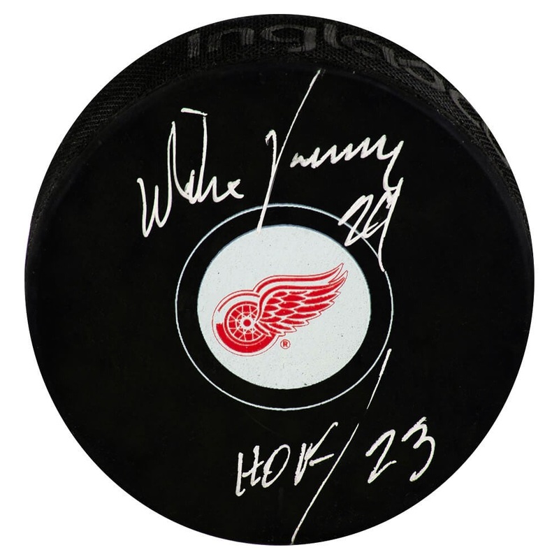 Mike Vernon Signed Detroit Red Wings Logo Hockey Puck w/HOF 2023 -(SCHWARTZ COA)